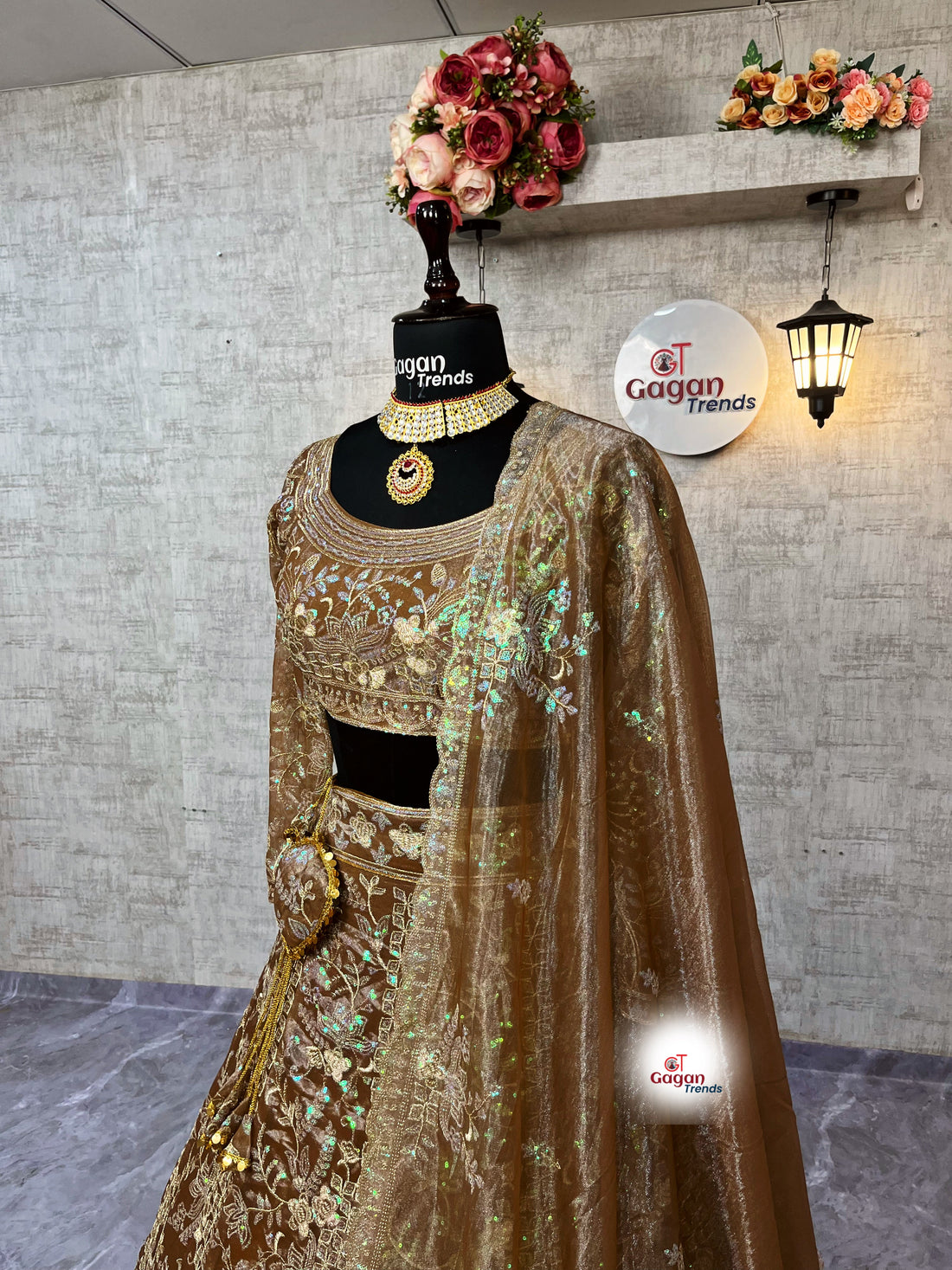 Twirl Shining Net Lehenga with Embroidered Sequins Work, Dupatta & Blouse – Partywear Semi-Stitched Set