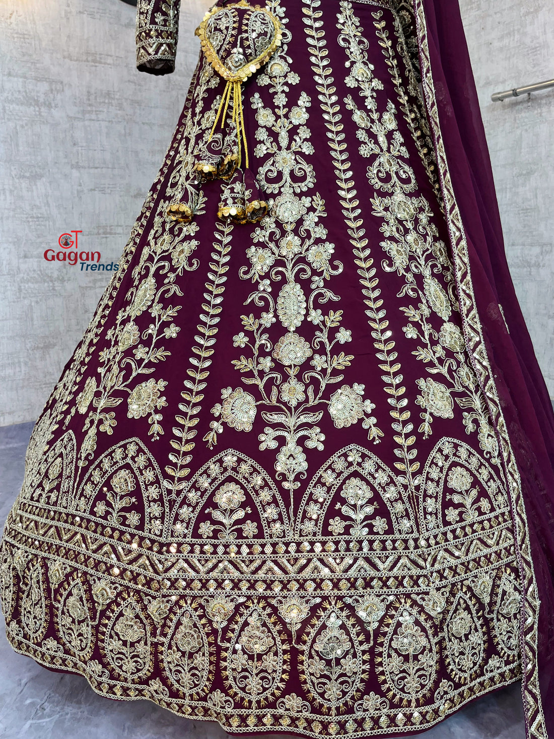 Premium Faux Georgette Lehenga with Coding Sequins Work – Semi-Stitched Set