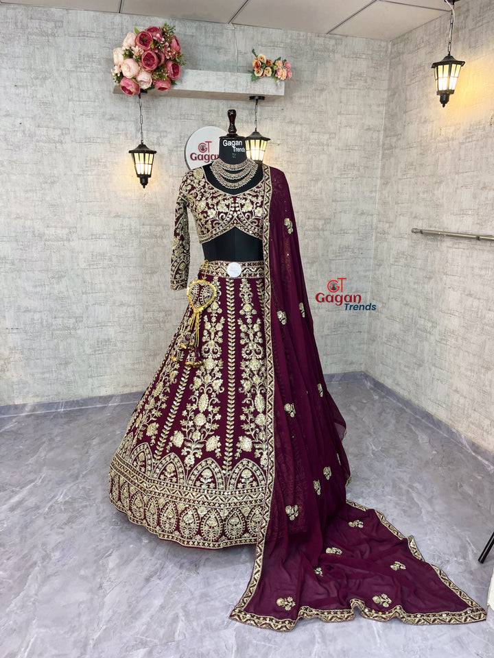 Premium Faux Georgette Lehenga with Coding Sequins Work – Semi-Stitched Set