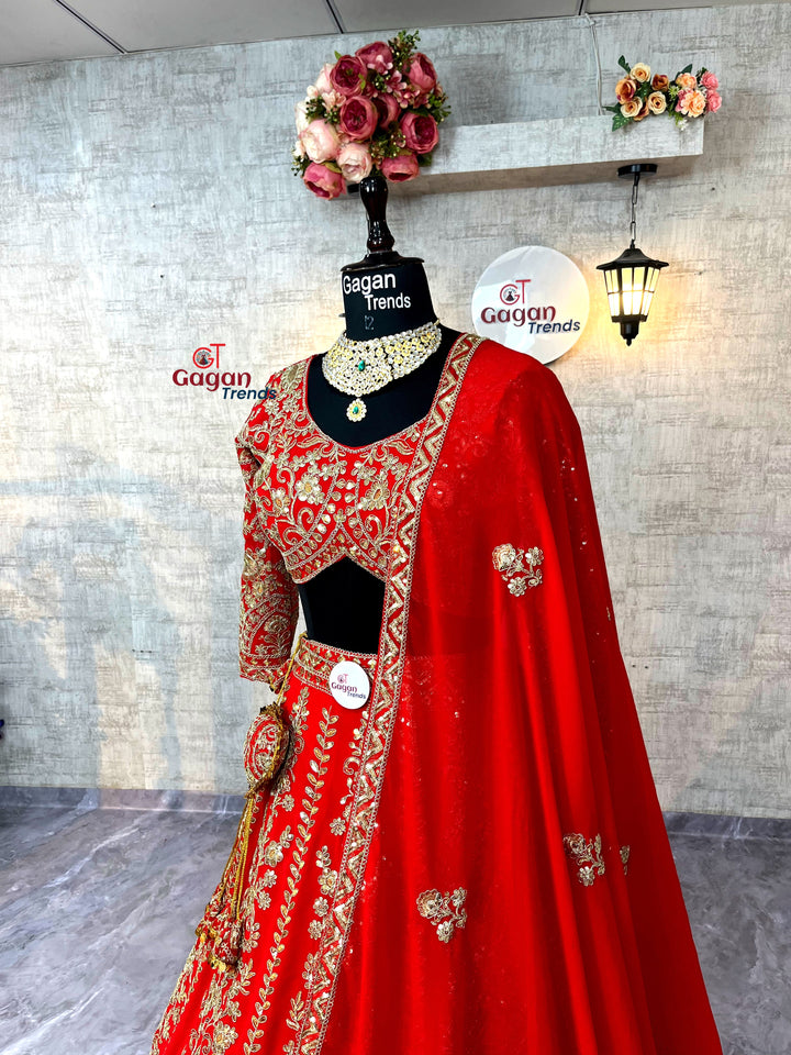 Premium Faux Georgette Lehenga with Coding Sequins Work – Semi-Stitched Set