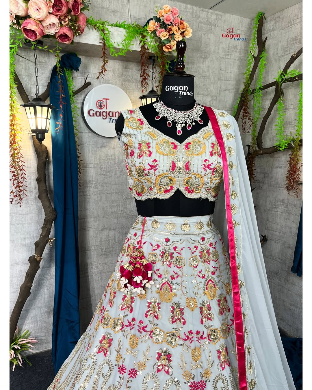 LuFaux Georgette Lehenga with Stone & Sequins Embroidery – Perfect for Brides & Party Wear