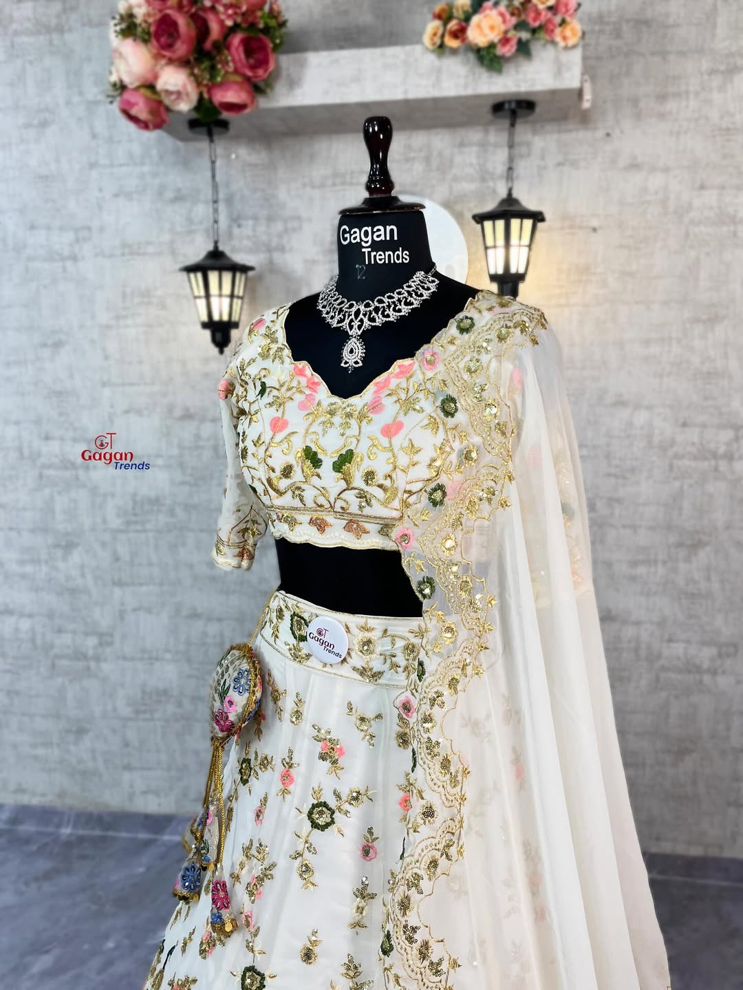 WHITE  Premium Faux Georgette  Lehenga with  Designer Blouse – Perfect for Weddings & Festive Glamour