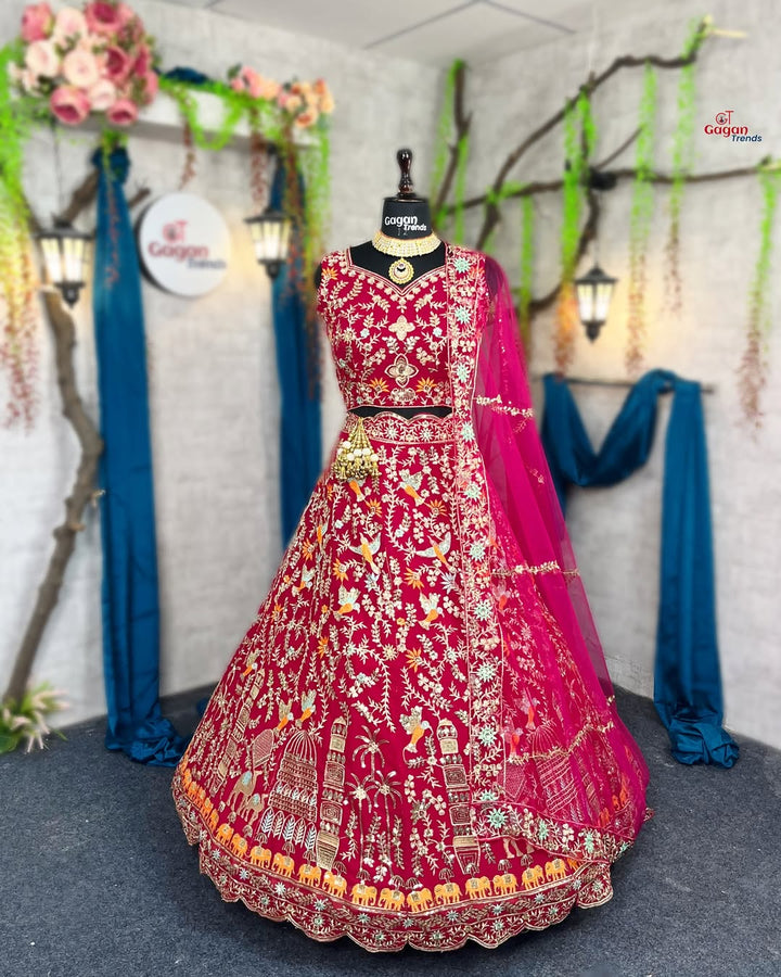 Stunning Fox Georgette Lehenga with Embroidery Sequins Work & Butterfly Net Dupatta