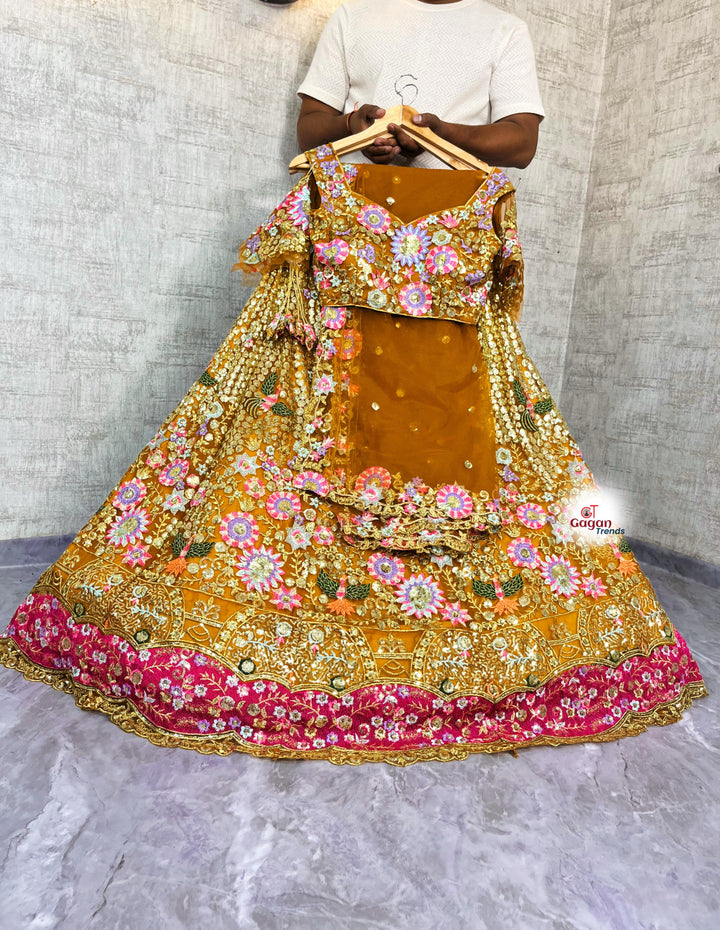 Soft Butterfly Net Lehenga with Sequins Embroidery & Dupatta – Semi-Stitched Designer Set