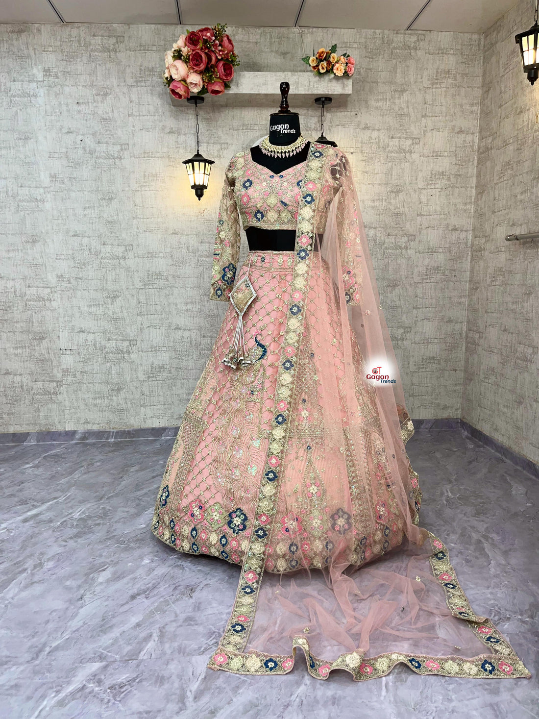Designer Embroidered Lehenga Set with Sequins & Dupatta – Perfect for Weddings & Parties