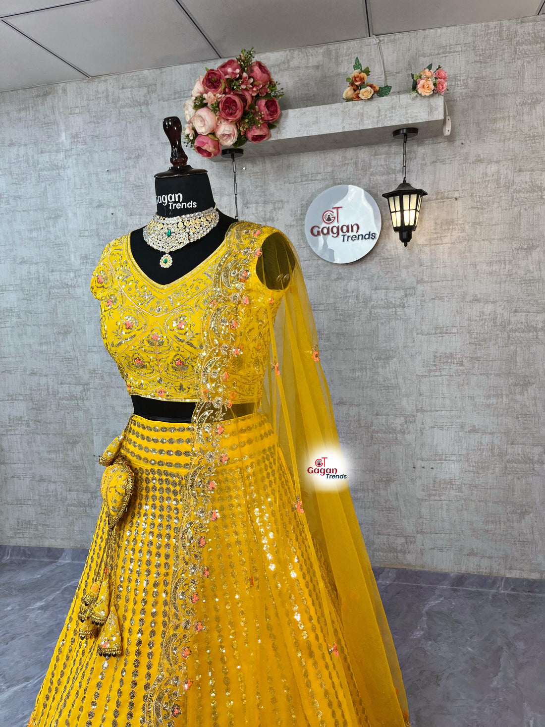 Fox Georgette Lehenga with Embroidery Sequins Work & Butterfly Net Dupatta – Semi-Stitched Partywear Set