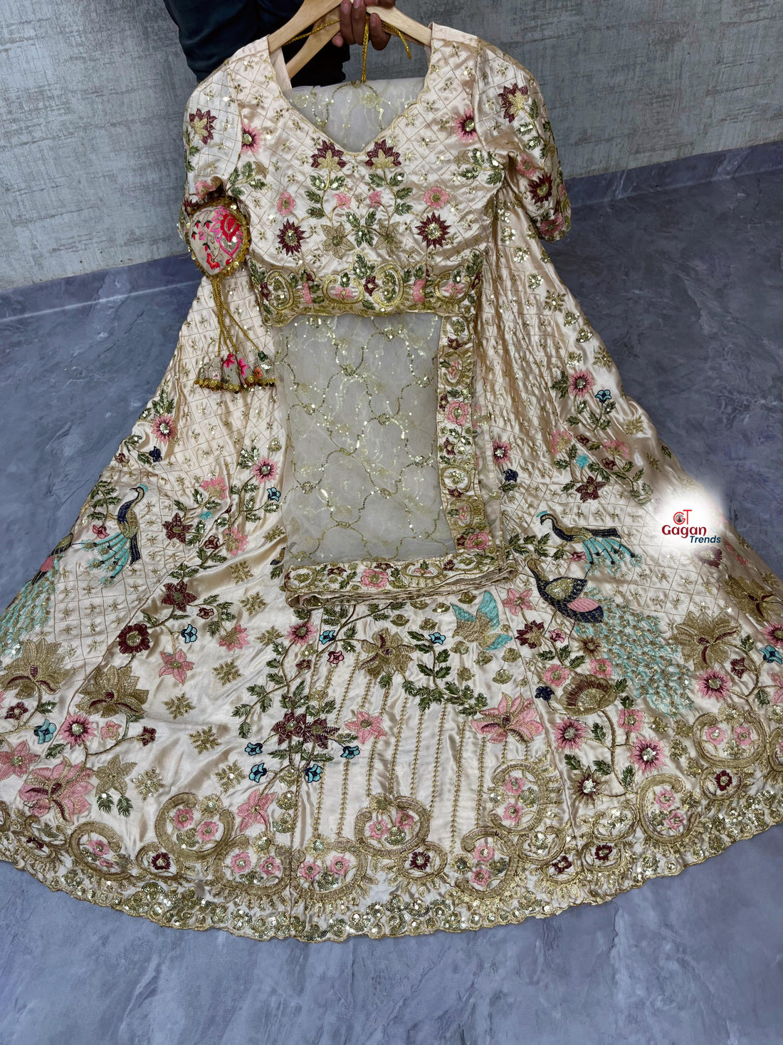 Japan Satin Silk Lehenga with Sequins Embroidery & Cut Work Dupatta – Semi-Stitched Partywear Set