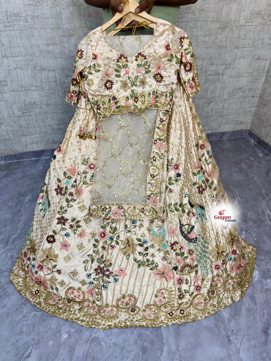 Japan Satin Silk Lehenga with Sequins Embroidery & Cut Work Dupatta – Semi-Stitched Partywear Set